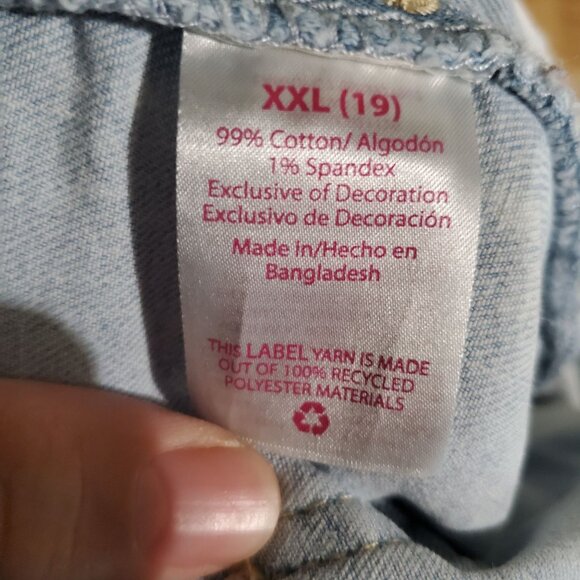 No Boundaries Overalls Womens XXL 19 Blue Distressed Denim Shorts Shortalls - Picture 3 of 12